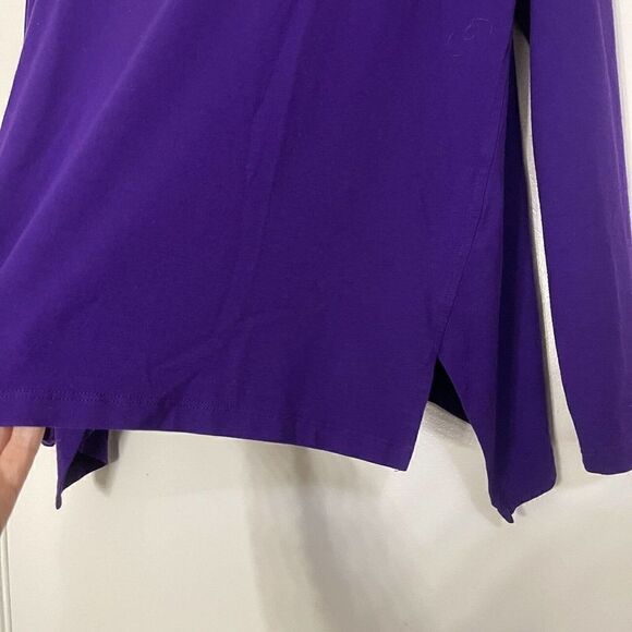 EILEEN FISHER purple pullover split hem knit long sleeve top size Small - Picture 3 of 5